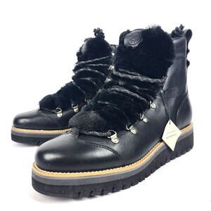 Cole Haan ZeroGrand Lodge Women's Black Leather Fur Trim Boots Size 7.5B